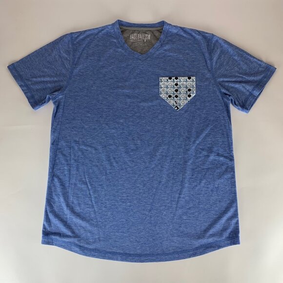 Baseballism Blue V-Neck Short Sleeve Shirt Mens Large - Picture 1 of 4